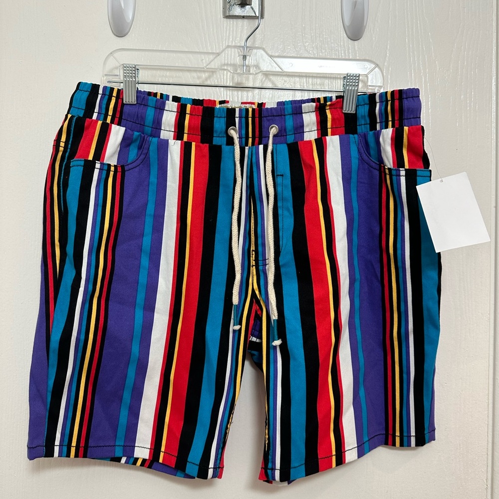 NWT Fresh Print of Bel Air Multicolor Stripes Men Shorts Stretch Twill Size XL